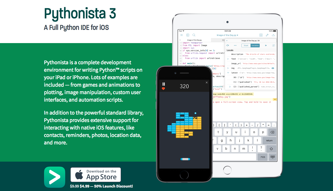 Pythonista 3 - Python 3をサポートしたiOS用の本格的開発環境